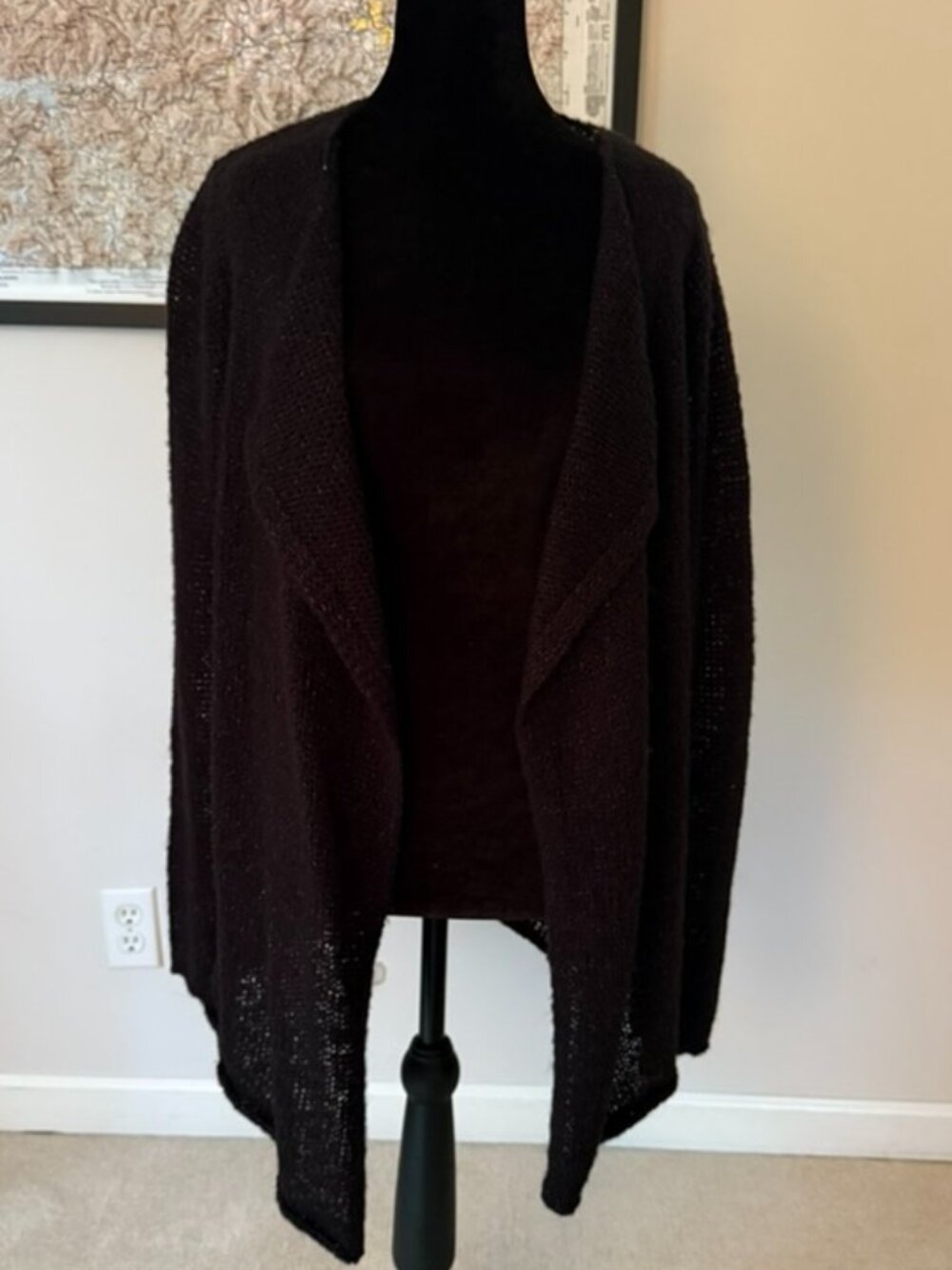 Calvin Klein Black Speckled Lightweight Cardigan Sweater Size M